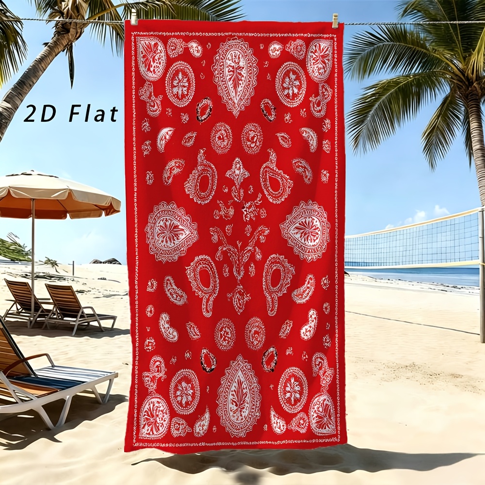 Woven Scarf Blanket - Klasik Bandana Plaj Havlusu Parlak Kırmızı