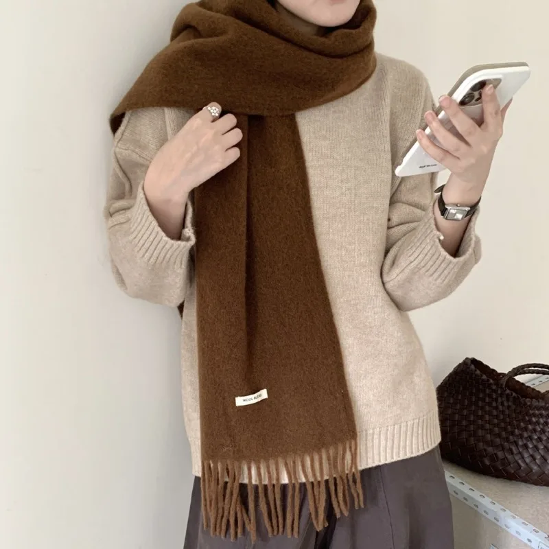 Kore Versiyonu Şık Düz Renk Pü - Muffler Men Wool incelemesi ve fiyatı